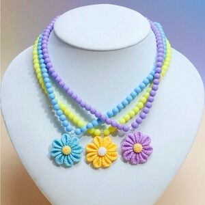 Colorful Beaded Flower Necklace